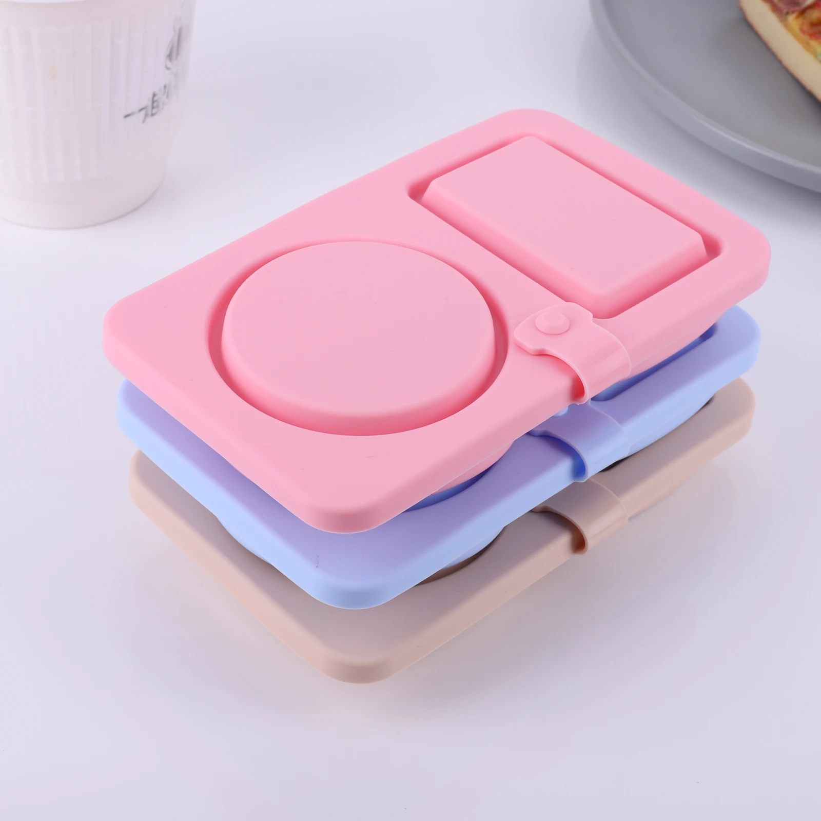 3Pcs 2 Compartment Mini Food Snack Box with Lid Condiment Containers  Sauce Seasoning Container for Travel Office Picnic