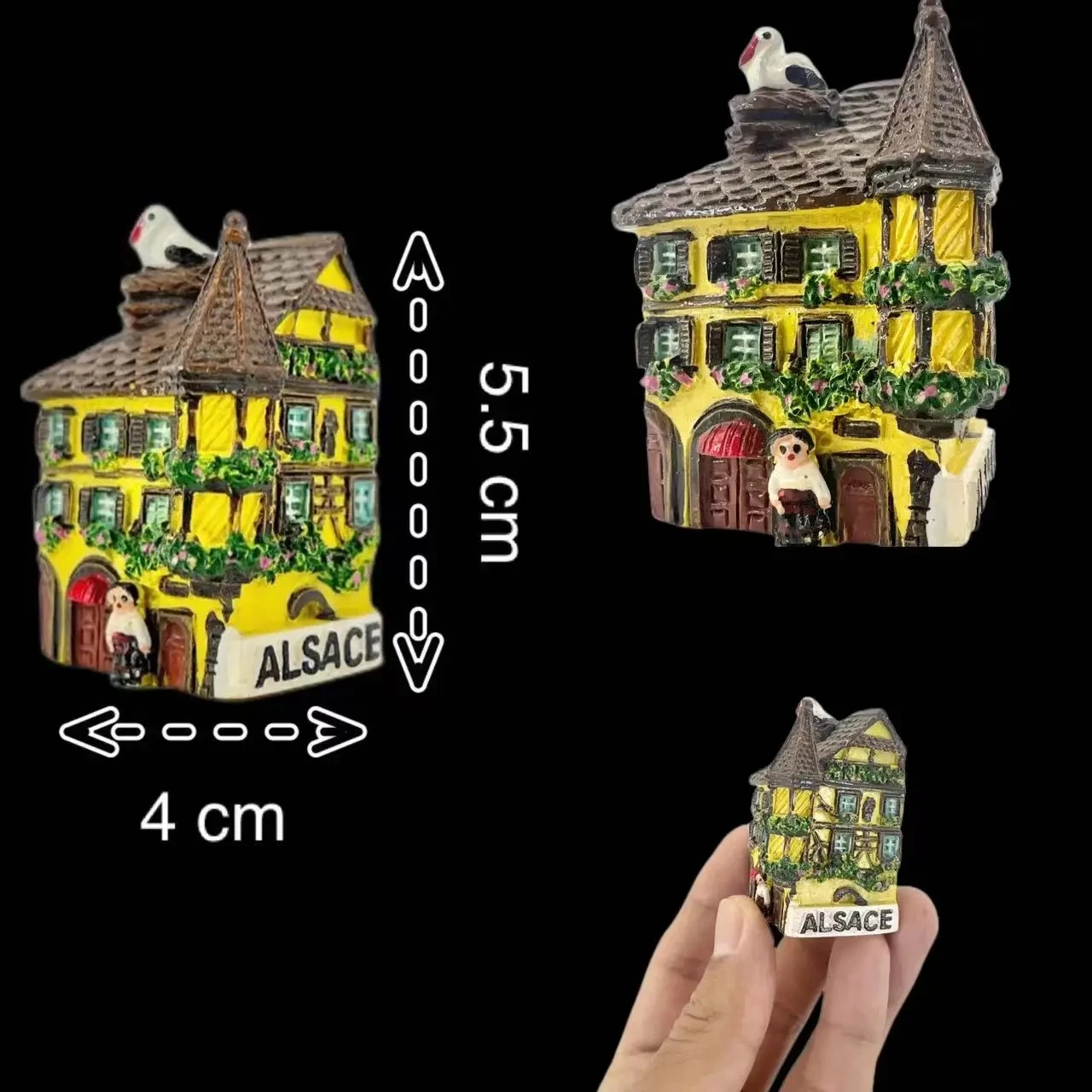 

French Alsace yellow little house Creative refrigerator sticker Travel souvenirs gift crafts