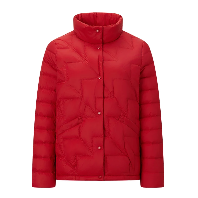 Chericom レディース エレガント ソリッド ダウン ジャケット 軽量 ストレート カット パファー スナップ留め インナーポケット付き 防水 Y299052Y