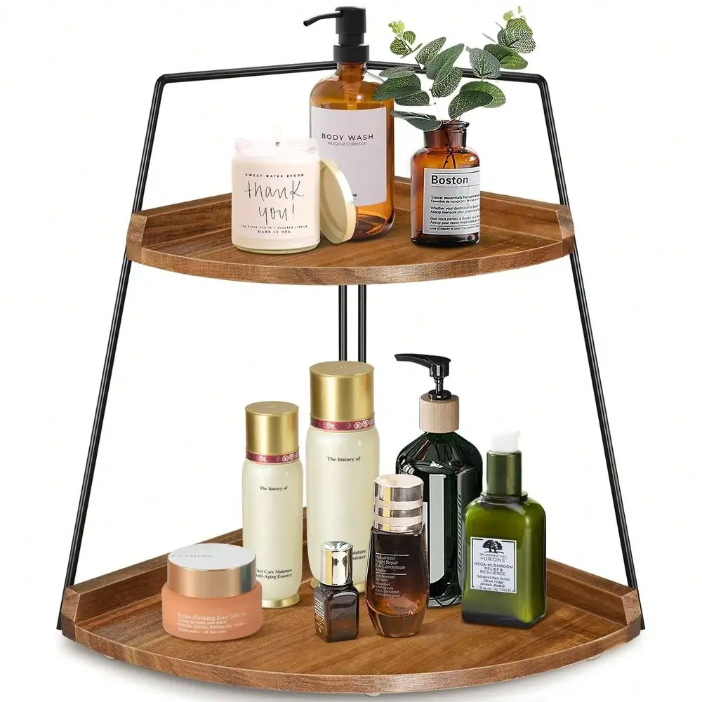 

Tier Corner Storage Shelf Counter Standing Rack, Bathroom Counter Organizer, Wood Bathroom Organizer Countertop, Cosmetic Vanity