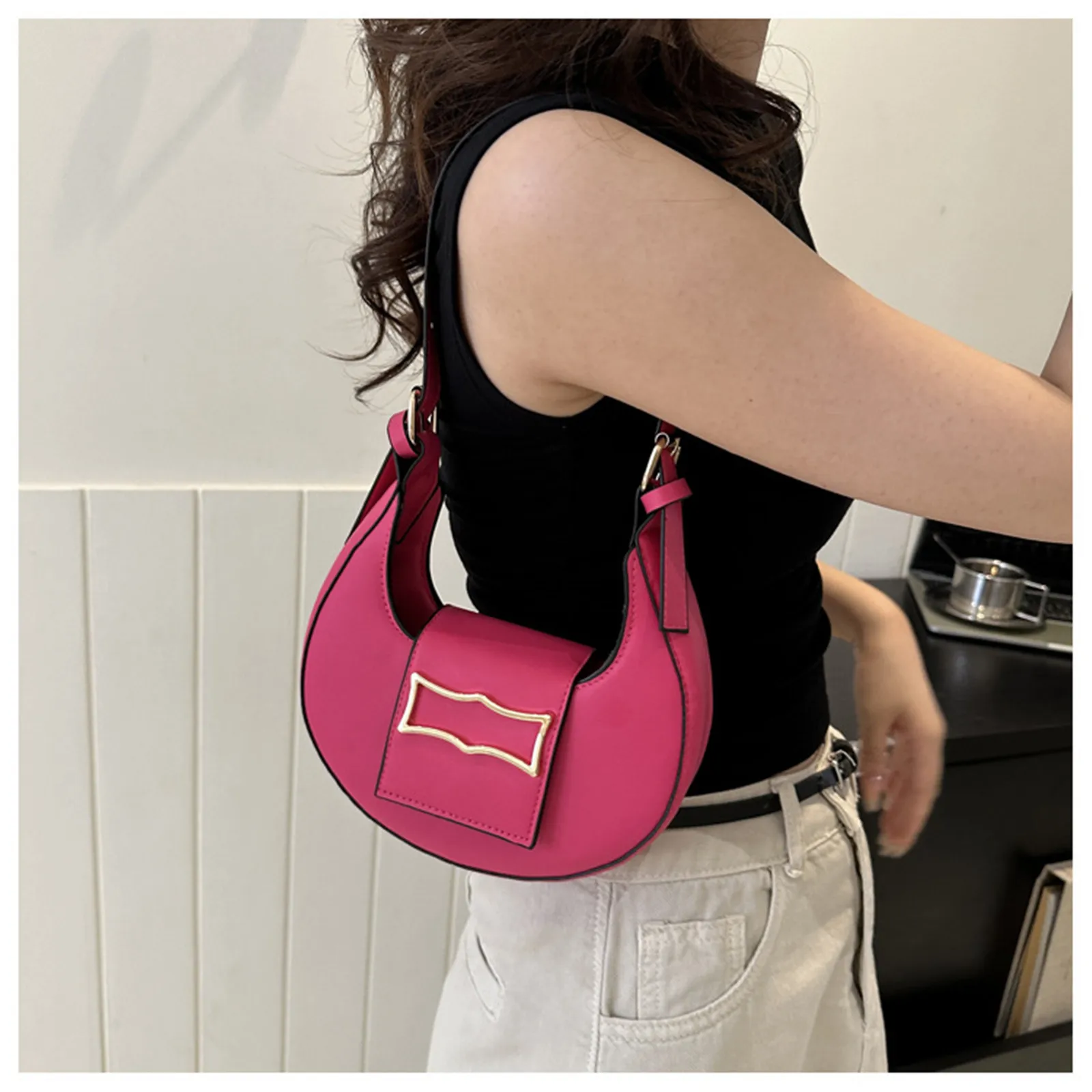 Hand-carrying Crescent Bag Stylish One-shoulder Dumpling Bag Under Armpit Shoulder Bag Women Retro Underarm Bag PU Handbags