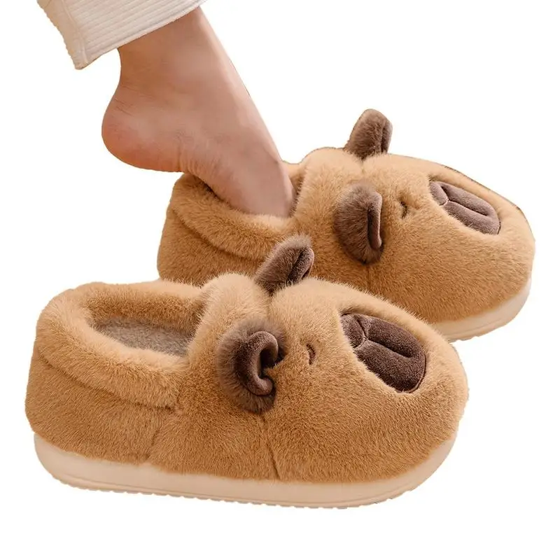 capybara Slipper Women Capybara Cute Animal House Slippers Soft Warm Cotton Slippers Highland Cow Capybara Plush Slippers