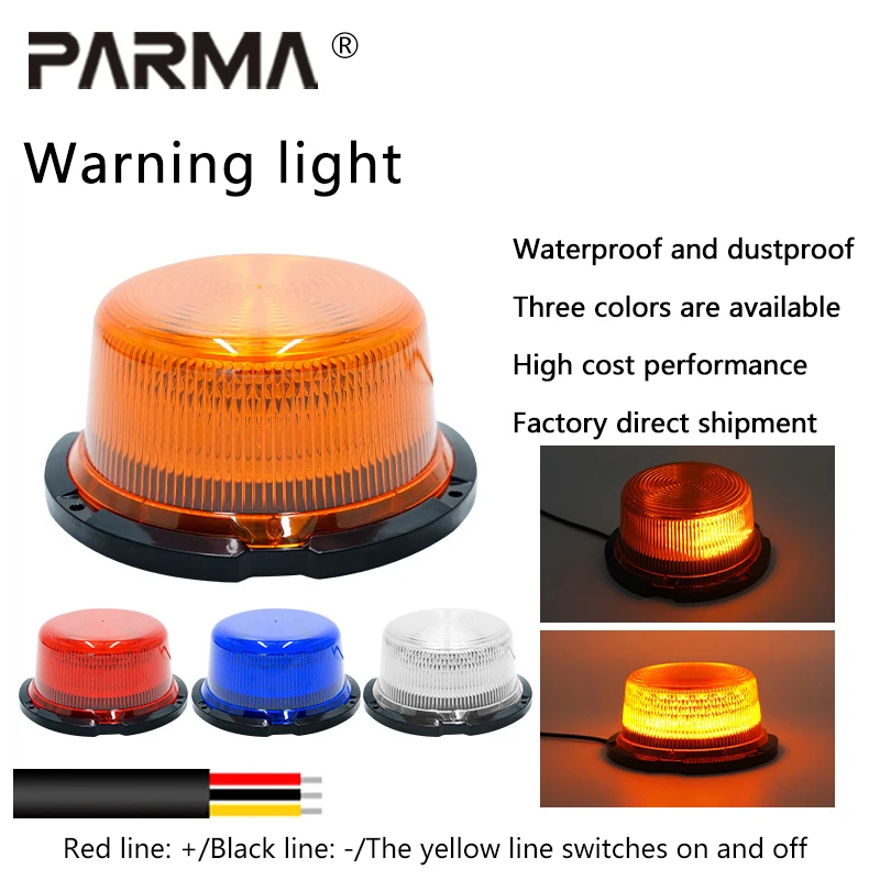 

Vehicle-mounted warning light, engineering vehicle waterproof strobe light, magnetic roof, night parking warning flash light