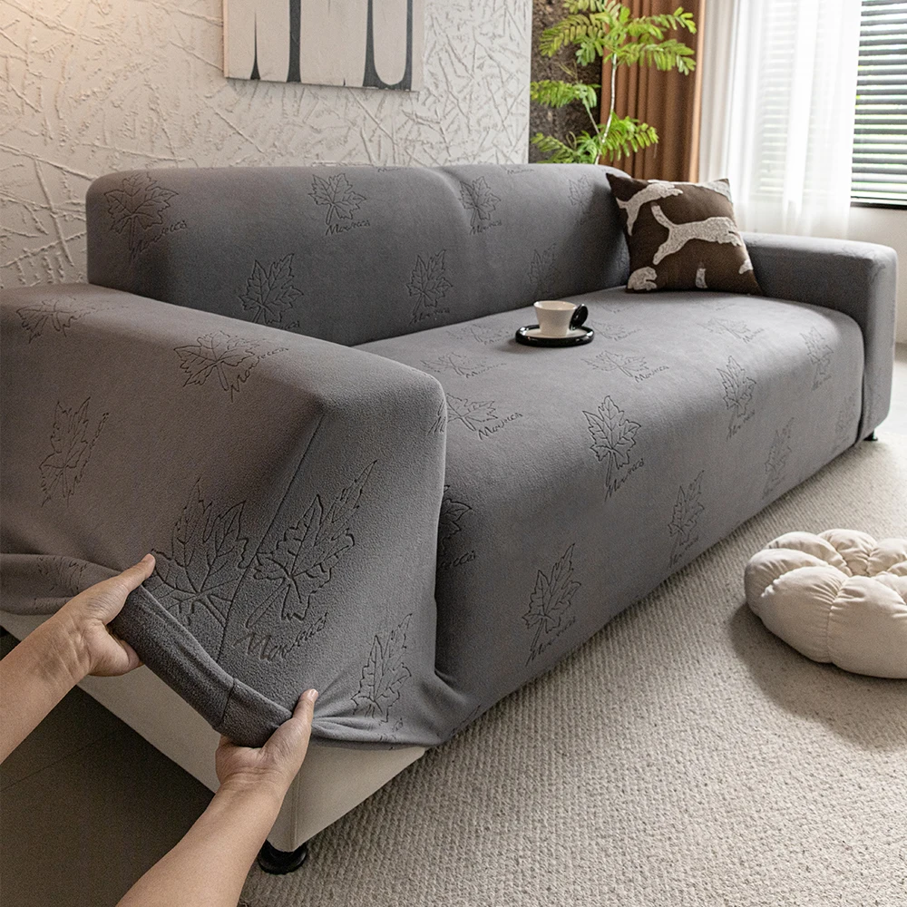 

Maple leaf pattern elastic sofa cover jacquard solid sofa seat cover washable seat cushion cover furniture protective cover