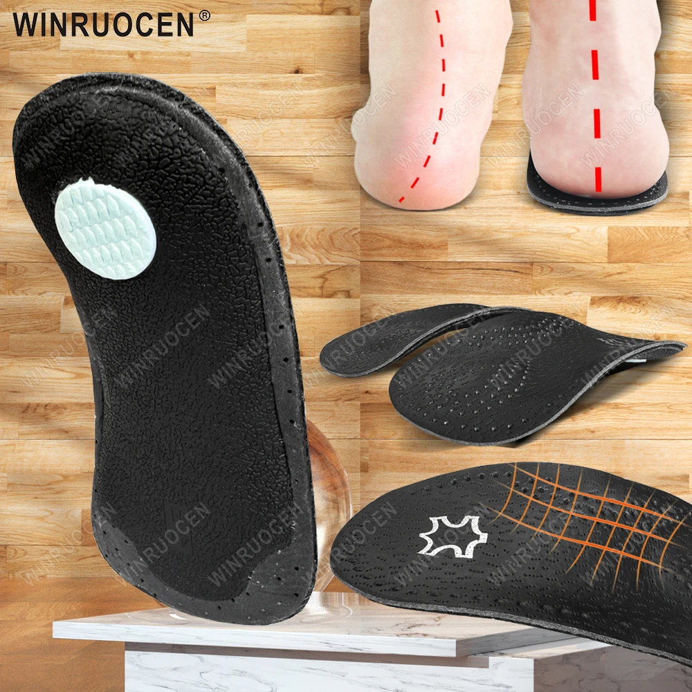 Einlegesohle für Schuhe, orthopädische Leder-Einlegesohlen, Plattfüße, hohe Fußgewölbeunterstützung, orthopädische Schuhe, Sohle O/X-Beinkorrigierter Einsatz ﻿   Mann Frauen