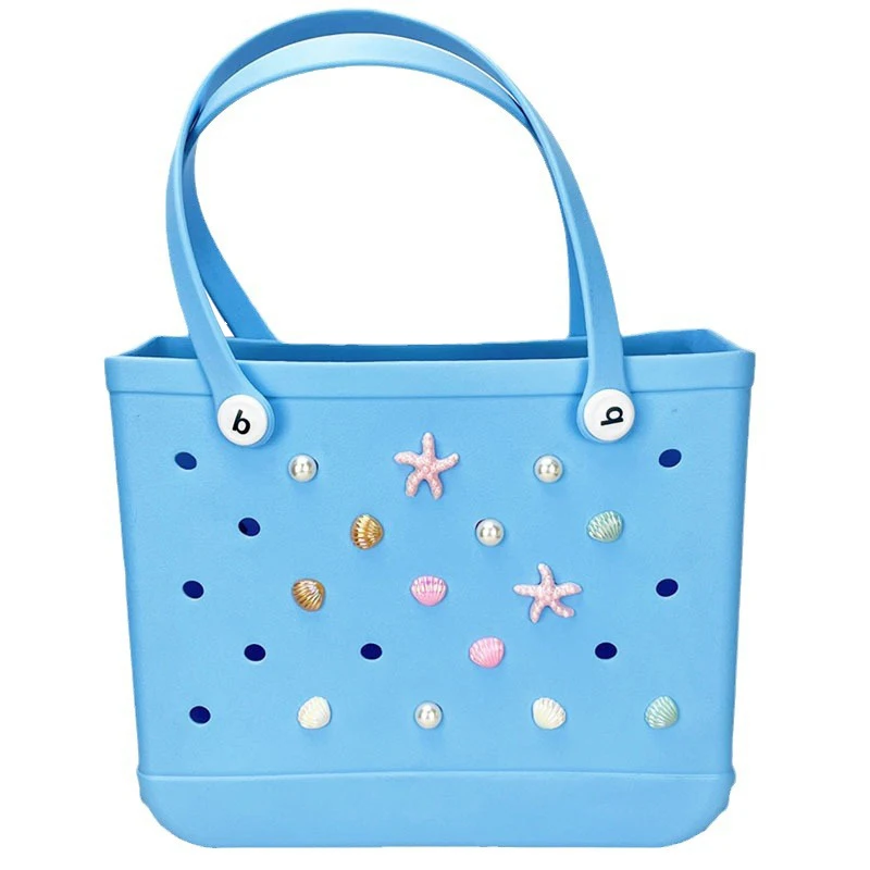 Totes de playa impermeables para decoración de bolsos, dijes DIY para bolsos Bogg, accesorios para bolsos, adornos de concha de estrella de mar, 14 piezas