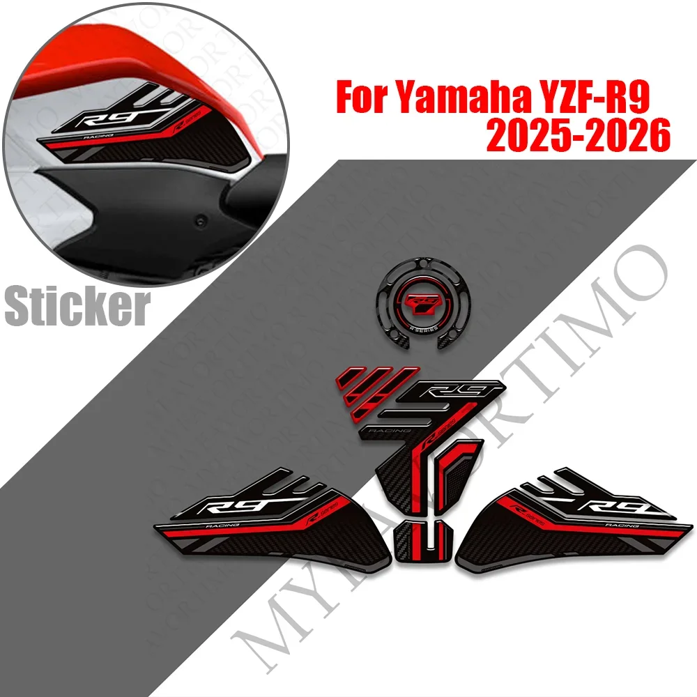 

For Yamaha YZF-R9 YZFR9 YZF R9 Motorcycle Tank Pad TankPad Cap Grips Gas Fuel Kit Knee Stickers Decals Protection 2025 2026