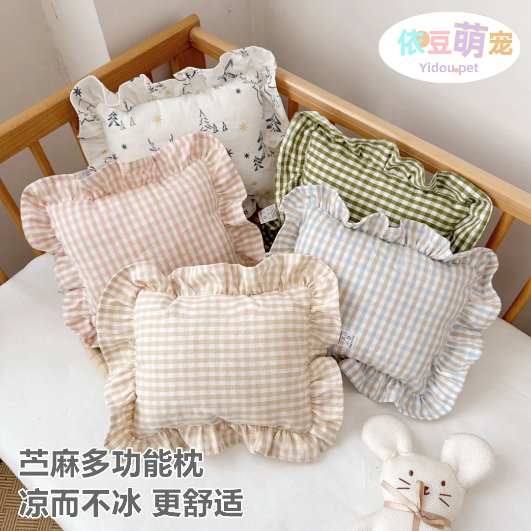 28*34cm Baby Pillow with Ruffles Muslin Nordic Style Removable Washable Cotton Cushion for Baby Newborn Bedding Pillows