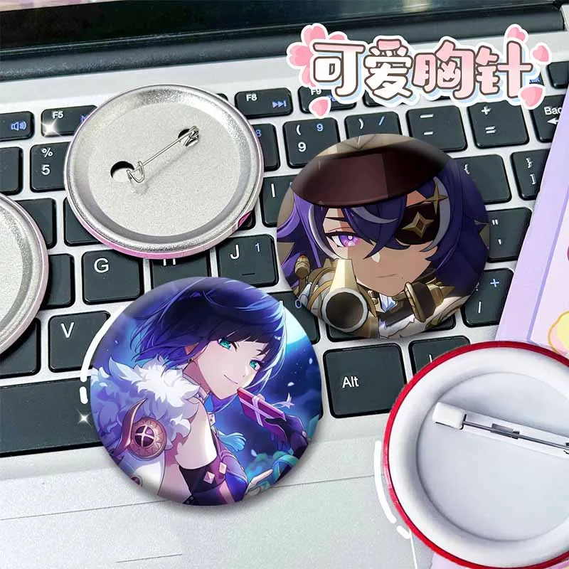 Genshin Impact Characters Cosplay Badge Creative Lapel Pin Cartoon Figure Kinich Iansan Nahida Mona Brooch Fan Children's Gifts