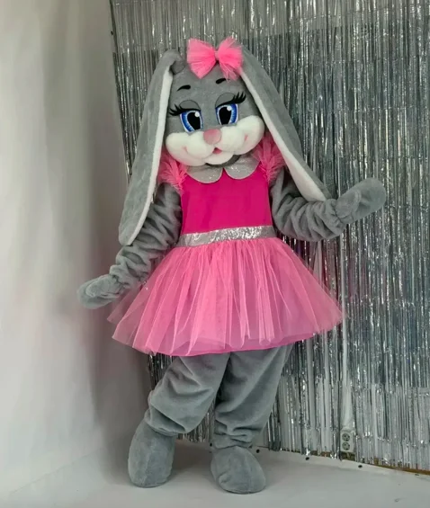 

New Adult Hot Sale Foam Grey Rabbit Hare Fancy Cartoon Mascot Costume Plush Christmas Fancy Dress Halloween Mascot Costume