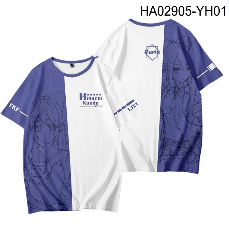 

VTuber Higuchi Kaede 3D Printing T-shirt Summer Fashion Round Neck Short Sleeve Popular Japanese Streetwear Plus Size