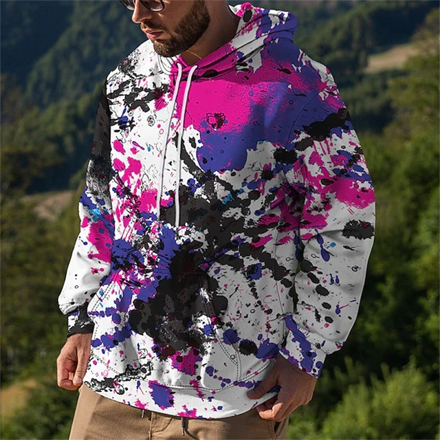 2024 Moda 3D Printed Street Graffiti Hoodie Street Long Sleeve Oversized Męska bluza z kapturem Casual Loose Harajuku Męski top