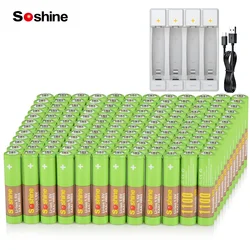 Soshine 144pc AAA 1100mWh Lithium Rechargeable Battery 1.5V 1100mWh Batteries Li-ion AA AAA Smart Rechargeable Batteries Charger