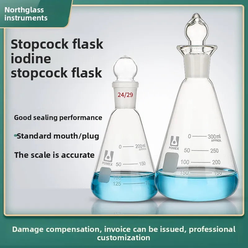 

50-1000ml Iodine Flask High Borosilicate Glass Conical Erlenmeyer with Stopper