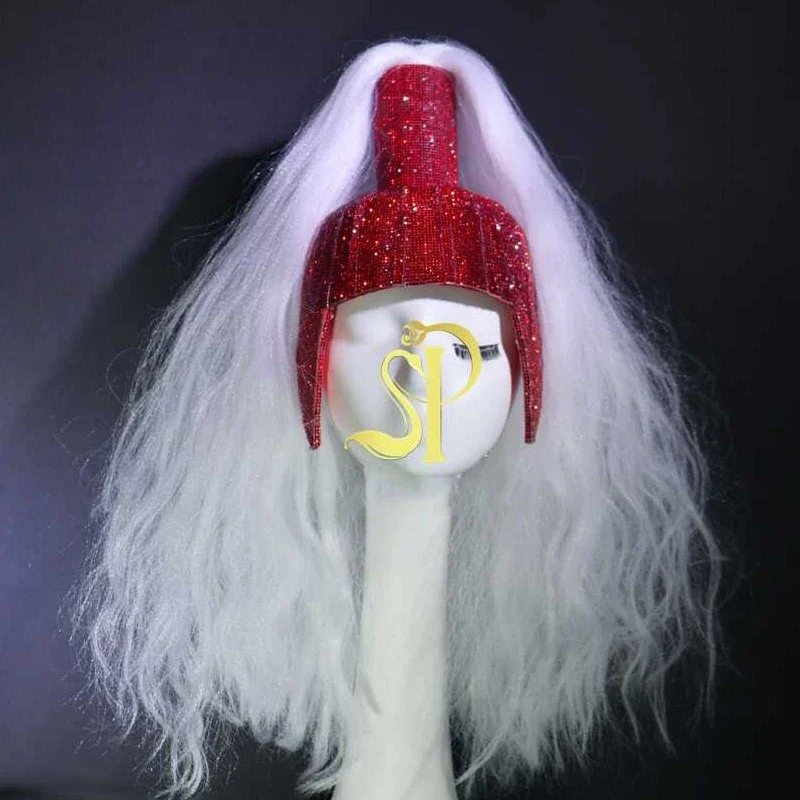 

Nightclub Bar Dancer Stage Accessories Women Sequins Headwear Wigs Cosplay Halloween Drag Queen Costume Rave Outfit