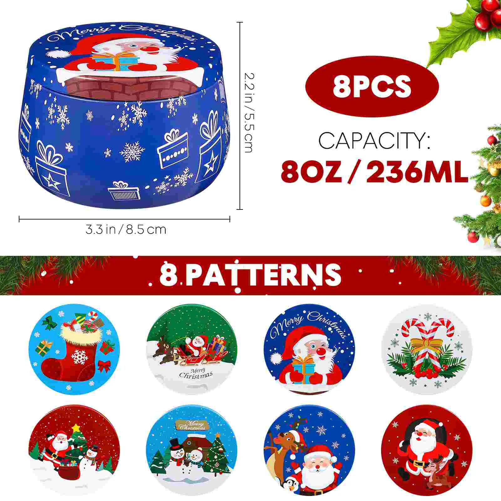 Christmas Candy Jar Cookie Container Tin Containers Jars Scented Candles Biscuit Metal Storage Cans Tinplate