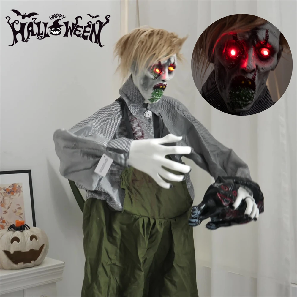 ملابس كبيرة بطول 1.9 أمتار تأخذ محطة زومبي القطية للمنزل المسكون ديكور رعب كهربائي خارجي