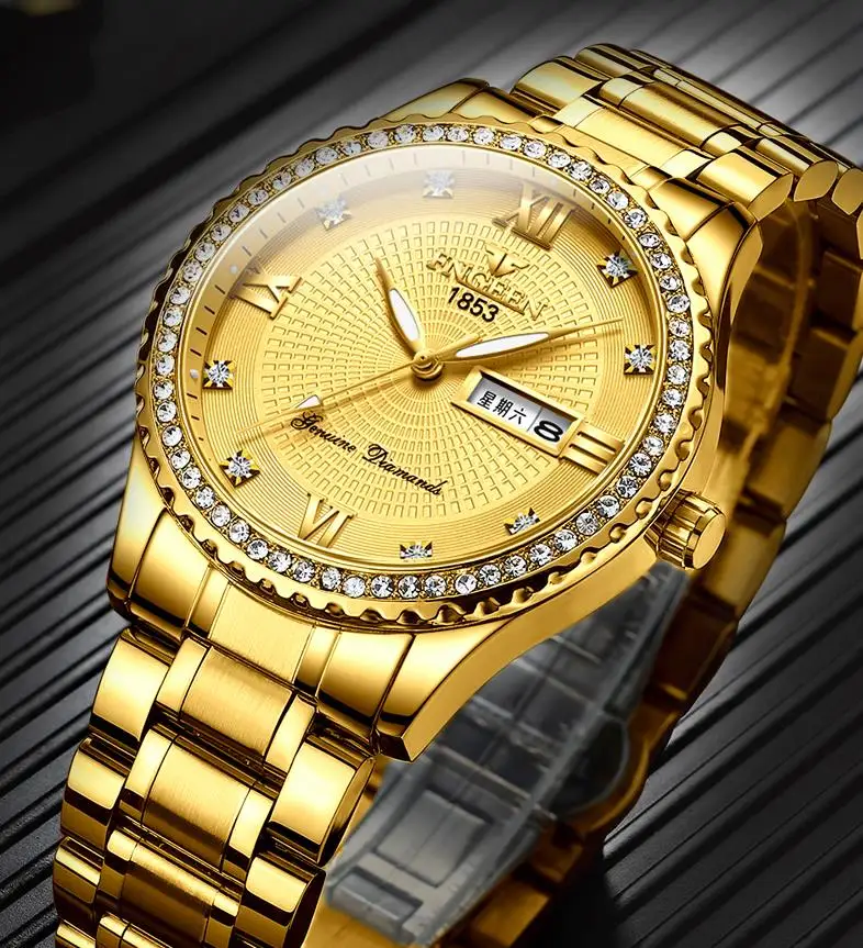 2022 Luxury men quartz watch brand steel calendar 30 meters waterproof men\'s watch gold clock for menes relogio masculino