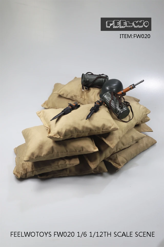 Fellwo brinquedos 1/6 1/12 escala do sexo masculino feminino soldados cenas de combate acessórios militares sandbag modelos para 12 polegada figura ação boneca