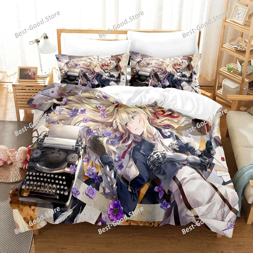 Anime The Violet Evergarden Bedding Sets Duvet Cover Set With Pillowcase Twin Full Queen King Bedclothes Bed Linen Home Textiles