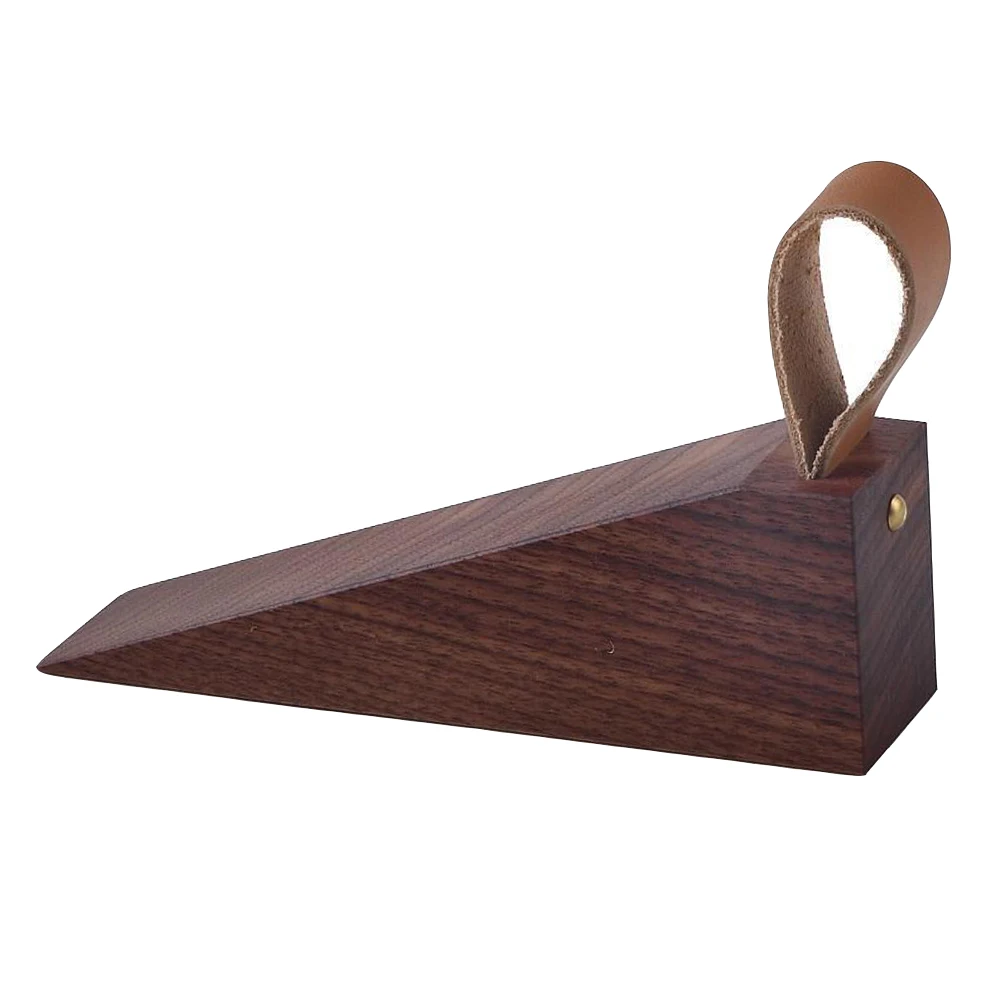 

1pc Solid Wood Stopper Walnut Home Wedge Compact Lightweight PU Ring Design Nordic Style Euramerican Simple