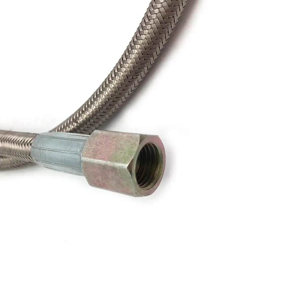 

Turbo Oil Feed Line Kit 24" Inch Steel Braided -4AN 90 Degree