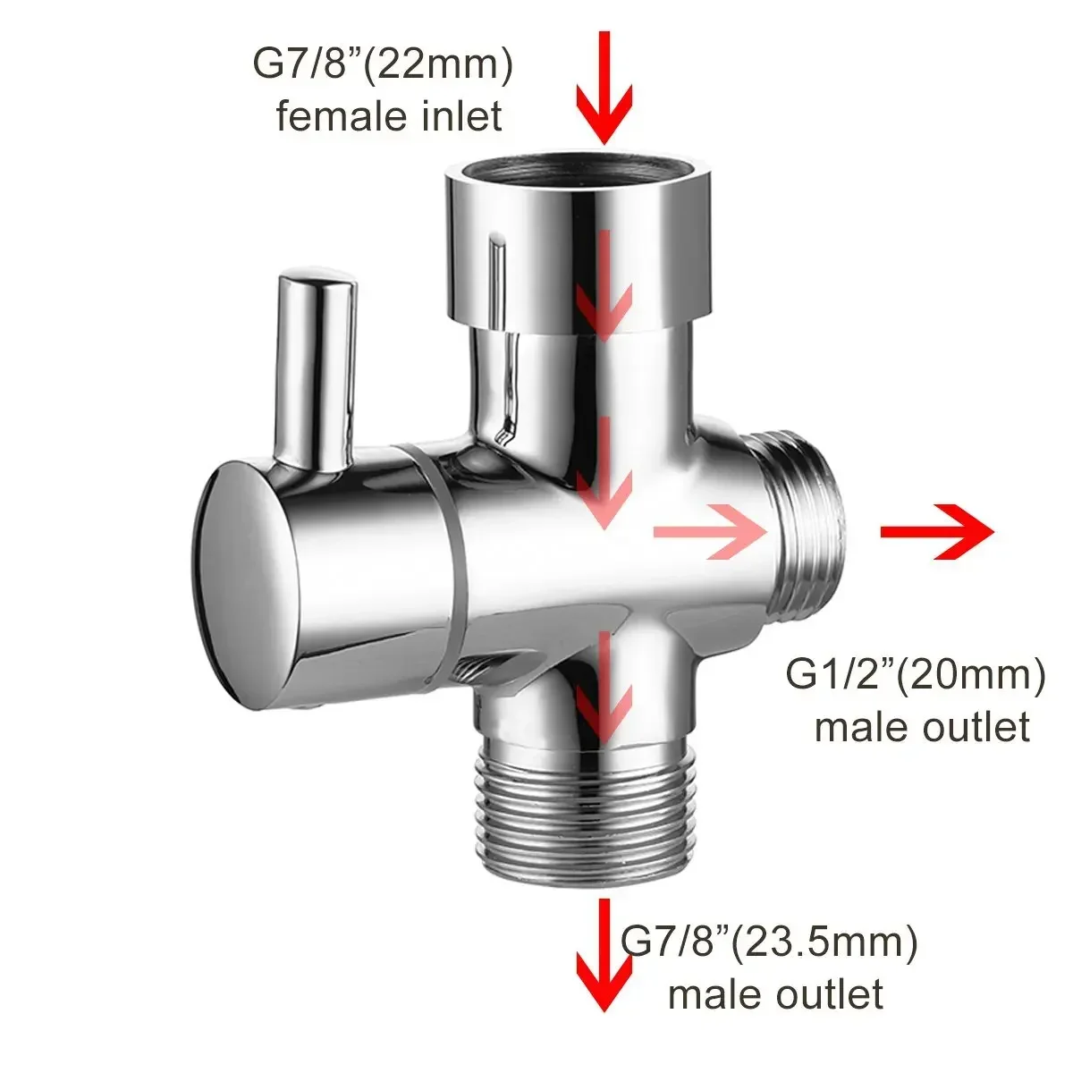 G1/2in 3 vias desviador válvula t-adaptador conversor para chuveiro de bronze torneira de água conector torneira do banheiro separador de água