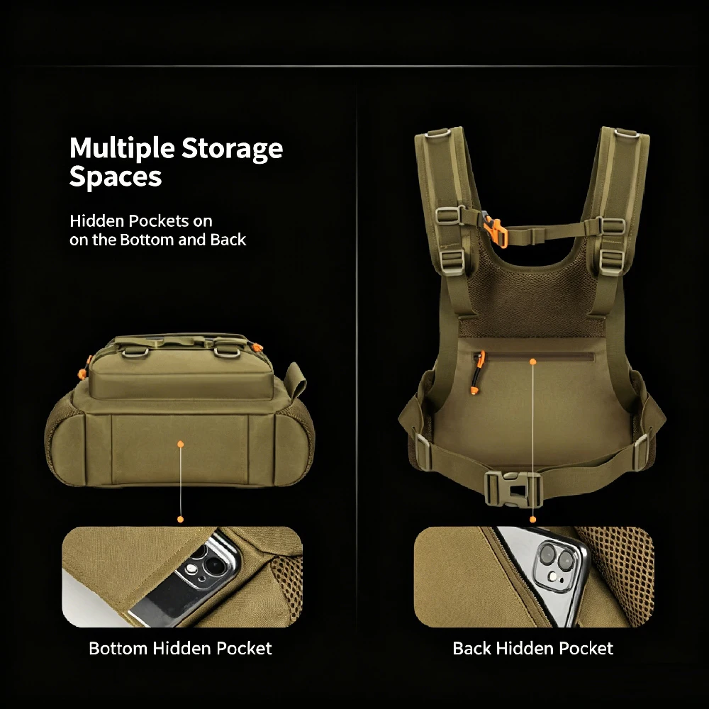 RGGMQQ 1 Stück Angel-Brusttasche, wasserdichte Fliegenfischertasche mit reflektierendem Design für Herren und Damen, ideal für Outdoor-Aktivitäten wie Jagd und Wandern. – Detail 6