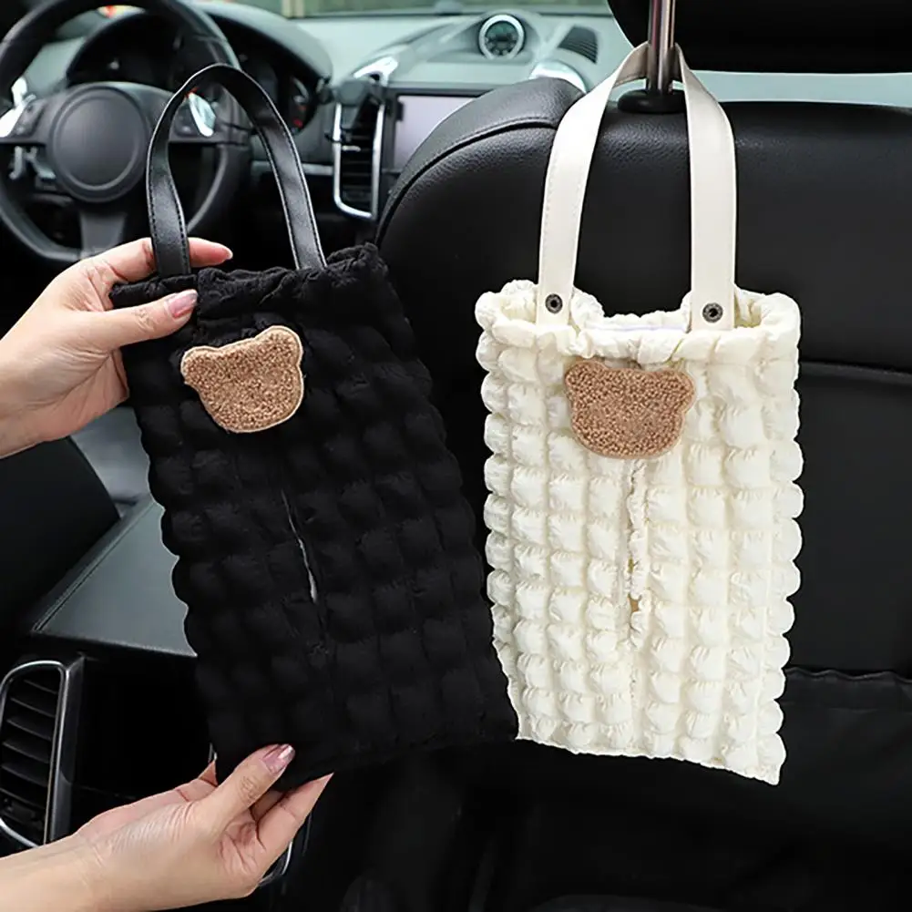 Practical Car Tissue Bag  Delicate Texture Lightweight Tissue Box  Car Headrest Tissue Bag