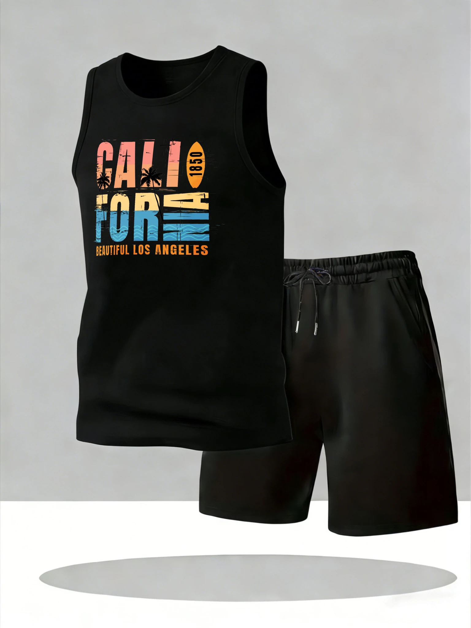 

Men's Tank Top Sets 2026 Summer Quick drying crewneck sets for men oversize beach clothing set Breathable sports running