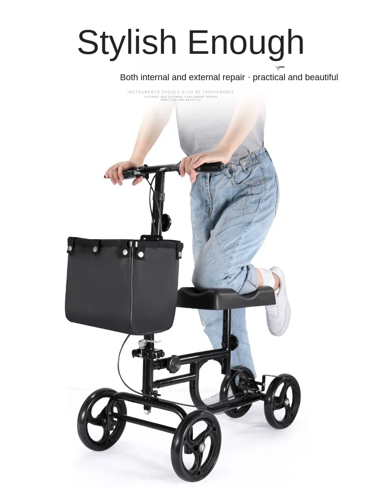 Elderly and Disabled Fracture Walker Trolley Four-Wheel Auxiliary Walking