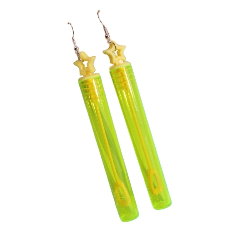 Bubble Blower Earrings Five-Pointed Star and Mini Test Tube Ear Pendants Decor