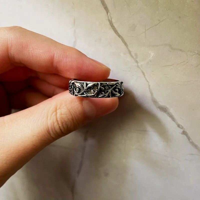 Retro Ewige Rebe Ring Silber Farbe Punk Gothic Vintage Offenen Ring Für Männer Frauen Handgemachte Designer Schmuck Unisex Zubehör