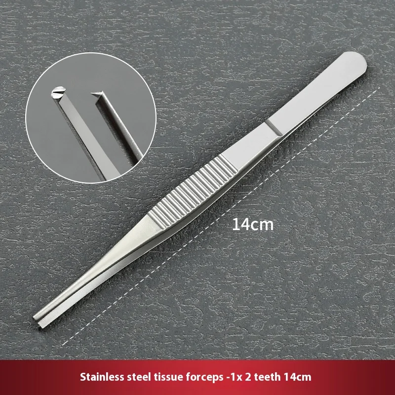 

1pcs Medical tissue tweezers stainless steel toothed tweezers