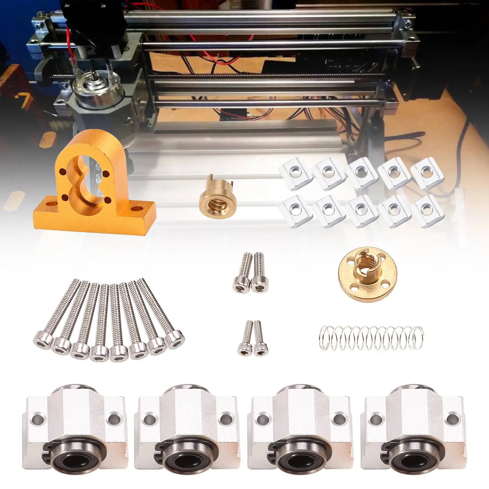 CNC 3018 Pro SCV10VUU 베어링, CNC3018 T8 나사 리드, CNC 기계 Xaxis 업데이트, 4mm 직경 12mm, 12mm, 10mm