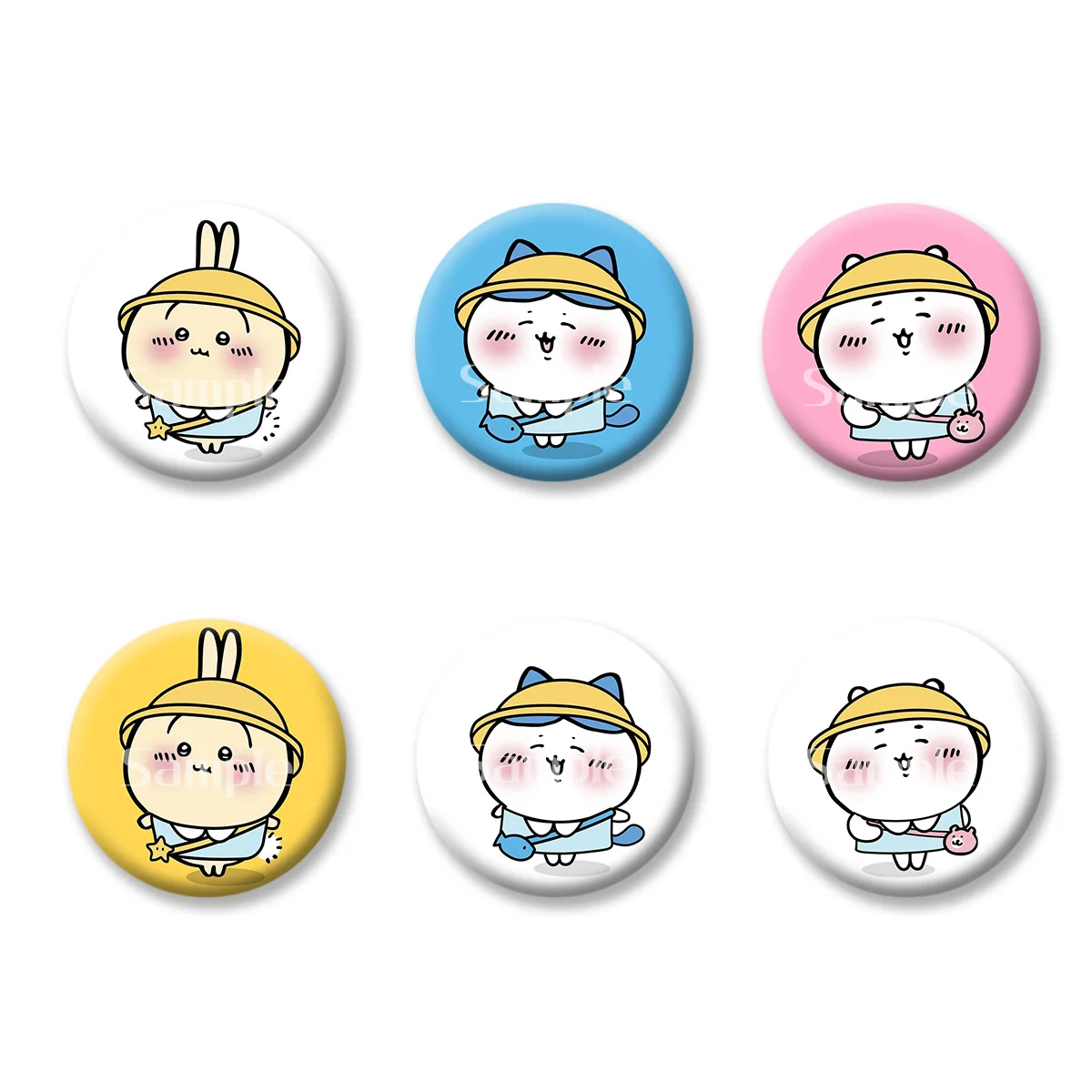 

Kawaii Chiikawa Fighting Flash Badges Button PinsBrooch Keychains Makeup Mirror Fridge Magnet Cute Jewelry Gift for Kids Friends