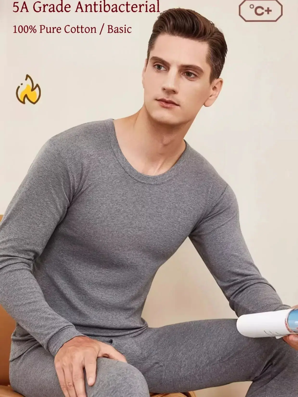 

Pure Cotton Antibacterial Thermal Underwear Set for Men and Women Full Cotton Sweaters, Autumn Tops and Trousers Winter Set