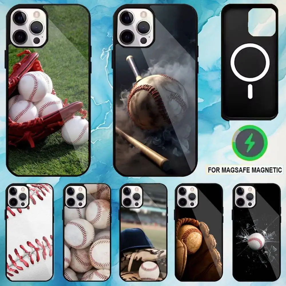 

Baseball Phone Case For iPhone17,16,15,14,13,12,11 Plus,Pro Max Magnetic For Magsafe Wireless Charging Case