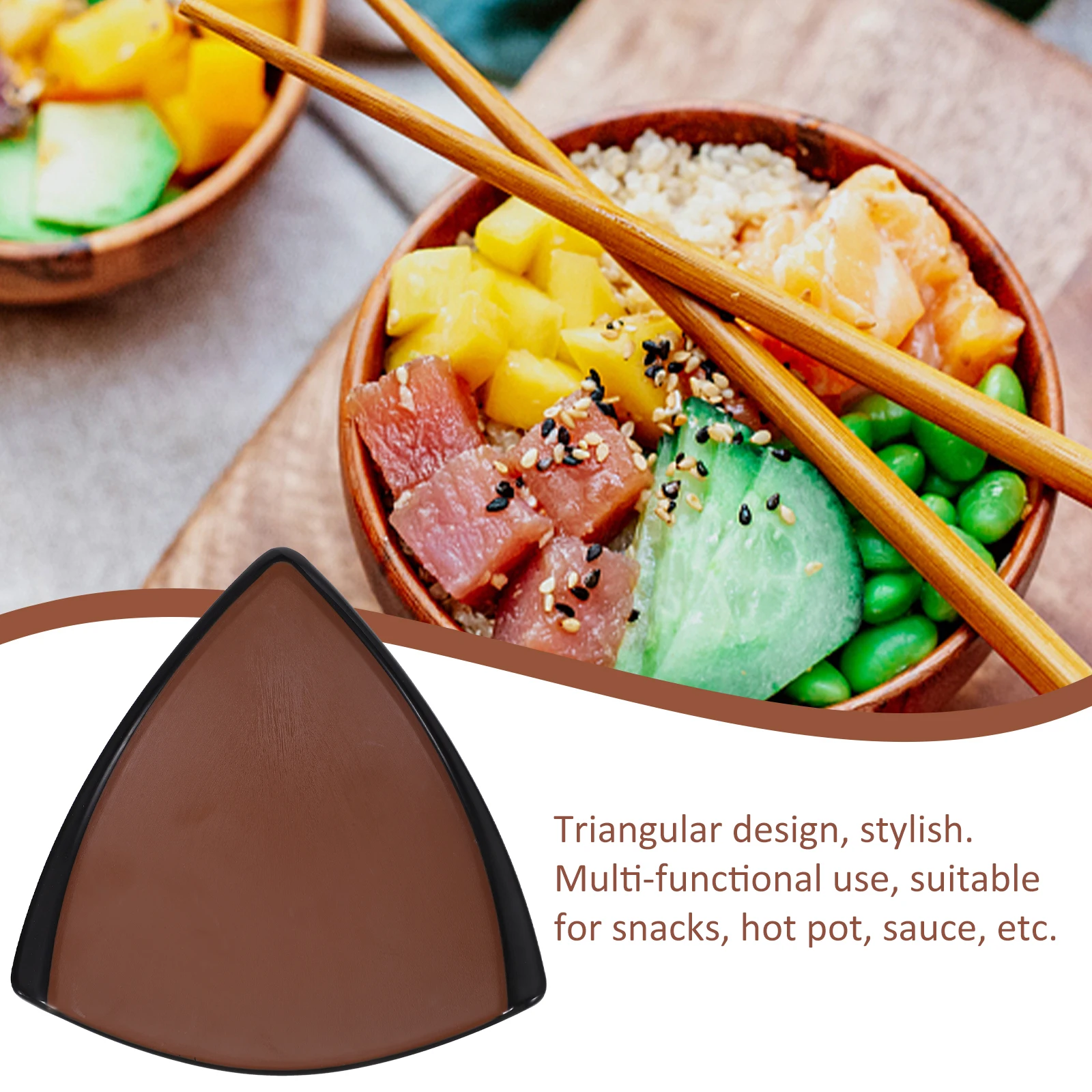 

Triangle Dish 7.9 Inch Chili Sauce Plates Dipping Container Food Oil Dishes Seasoning Small Melamine Easy Clean Stackable Long