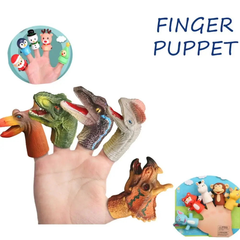 

5Pcs New Enamel Material Finger Doll Portable Dinosaur Shapes Dinosaur Figurine Multiple Styles Animal Gloves Parenting