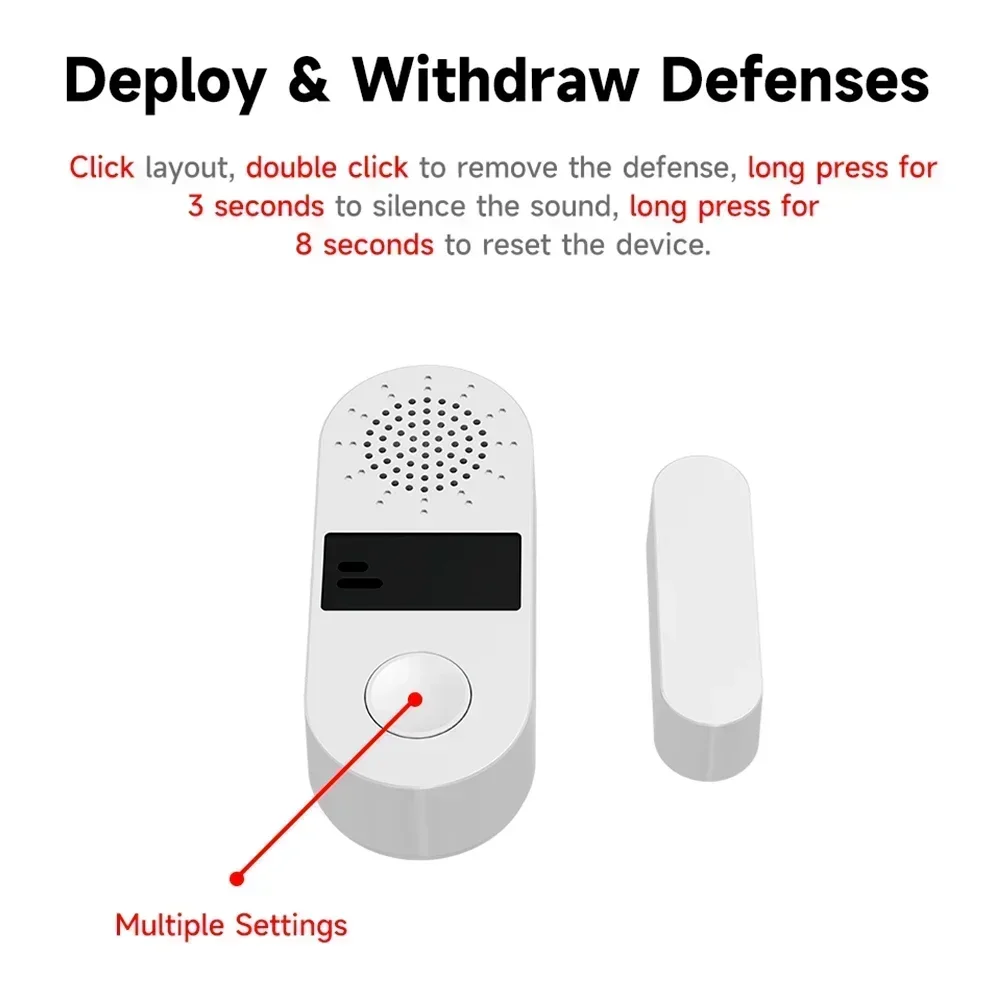 Tuya-Sensor de ventana y puerta con WiFi, alarma de luz y sonido, seguridad para el hogar, inalámbrico, magnético, antirrobo, protección de Control de voz inteligente