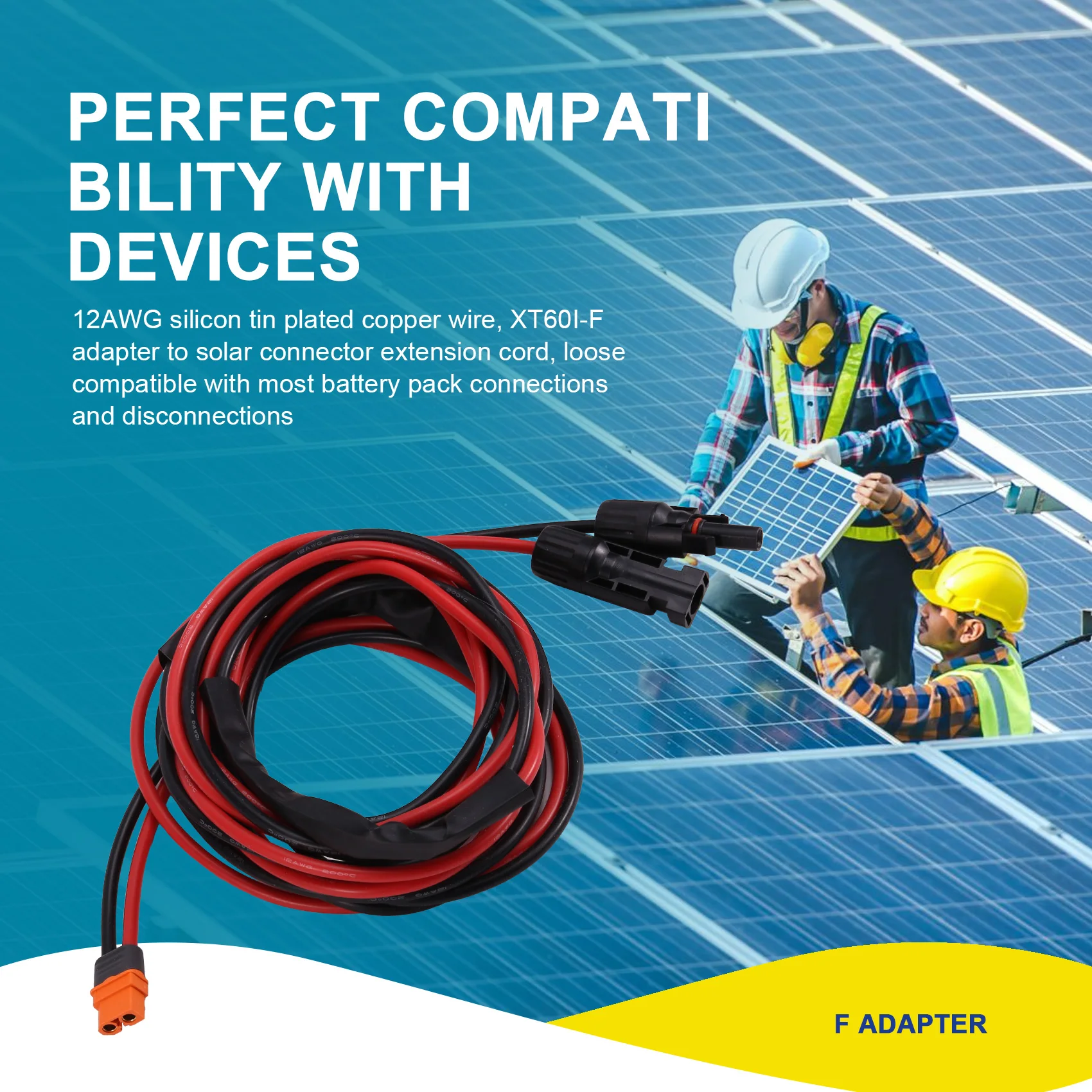 Cavo connettore solare Connettore solare Adattatore XT60I-F Cavo 12AWG Collegamento solare