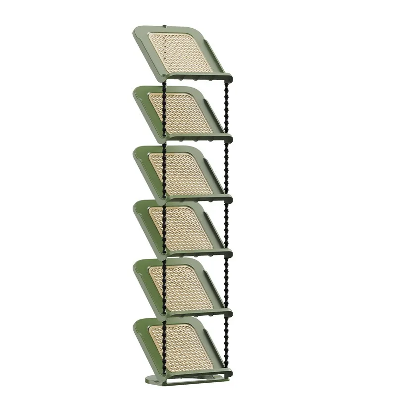 rattan inclined shoe rack, multi-layer household space-saving entrance storage rack, medieval multi-functional simple shoe rack