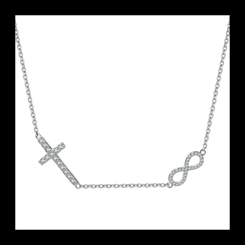 INS جديد الصليب والإنفينيتي رمز قلادة ضوء فاخر قسط S925 الفضة تصميم الرياح سلسلة الترقوة #5