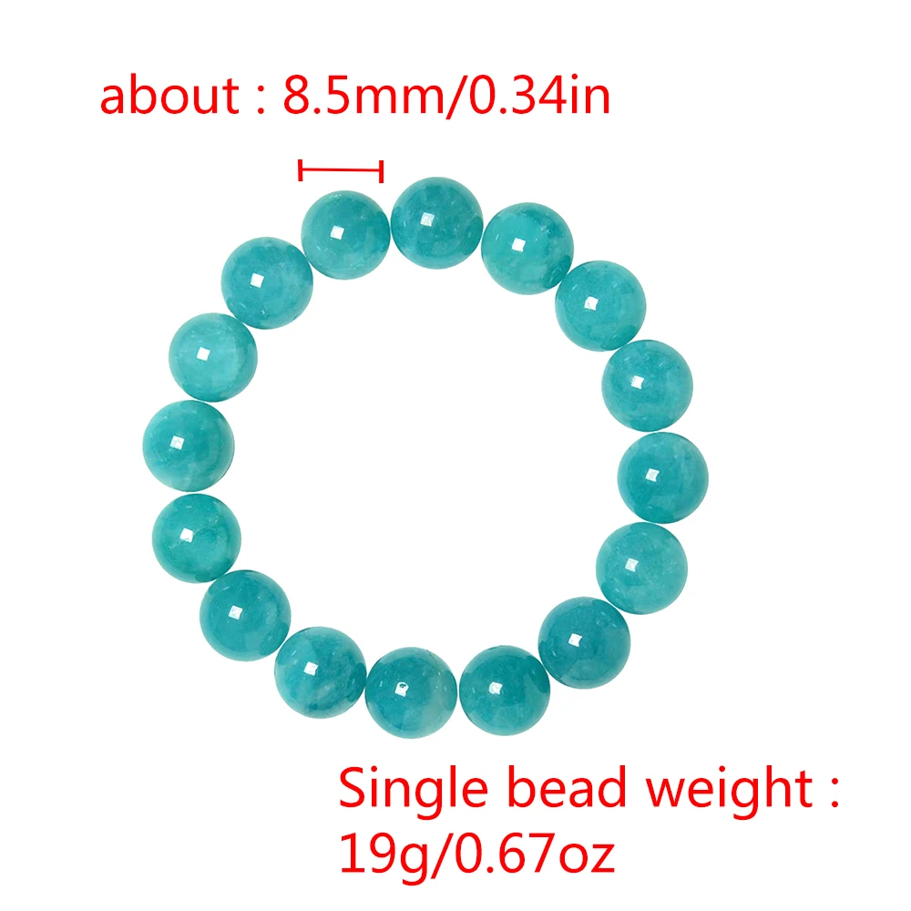 Amazonite Bead Bracelet Couples Jewelry Natural Energy Raw Stone Round Beads Elastic Rope Jewelry Making Hand Chain Charm Women