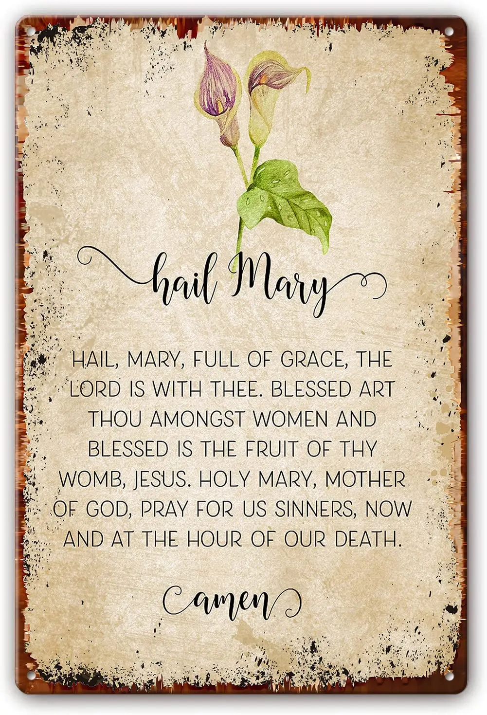 Hail Mary Prayer Quotes Wall Art Metal Tin Sign Prints Poster Living Room Decor Pictures Aesthetic Artwork Painting Wall Decorat