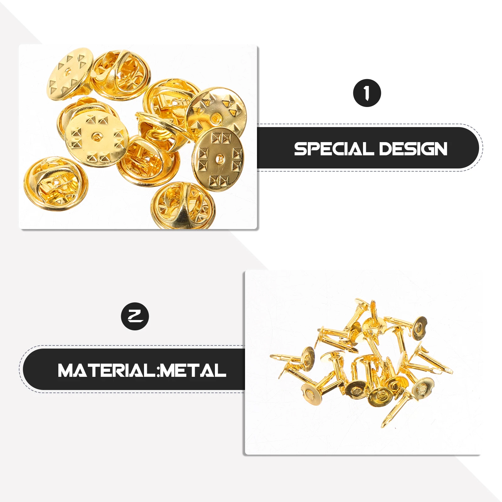

50pcs Brooch Cufflinks Lock Pin Backs Replacement Metal Durable Smooth Opening Closing Professional Pin Needles Multi-Function