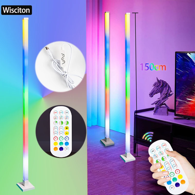 

RGB светодиодный светильник для украшения интерьера комнаты, торшер, освещение с дистанционным управлением, лампа с таймером, умная торшер, светильники для спальни, гостиной