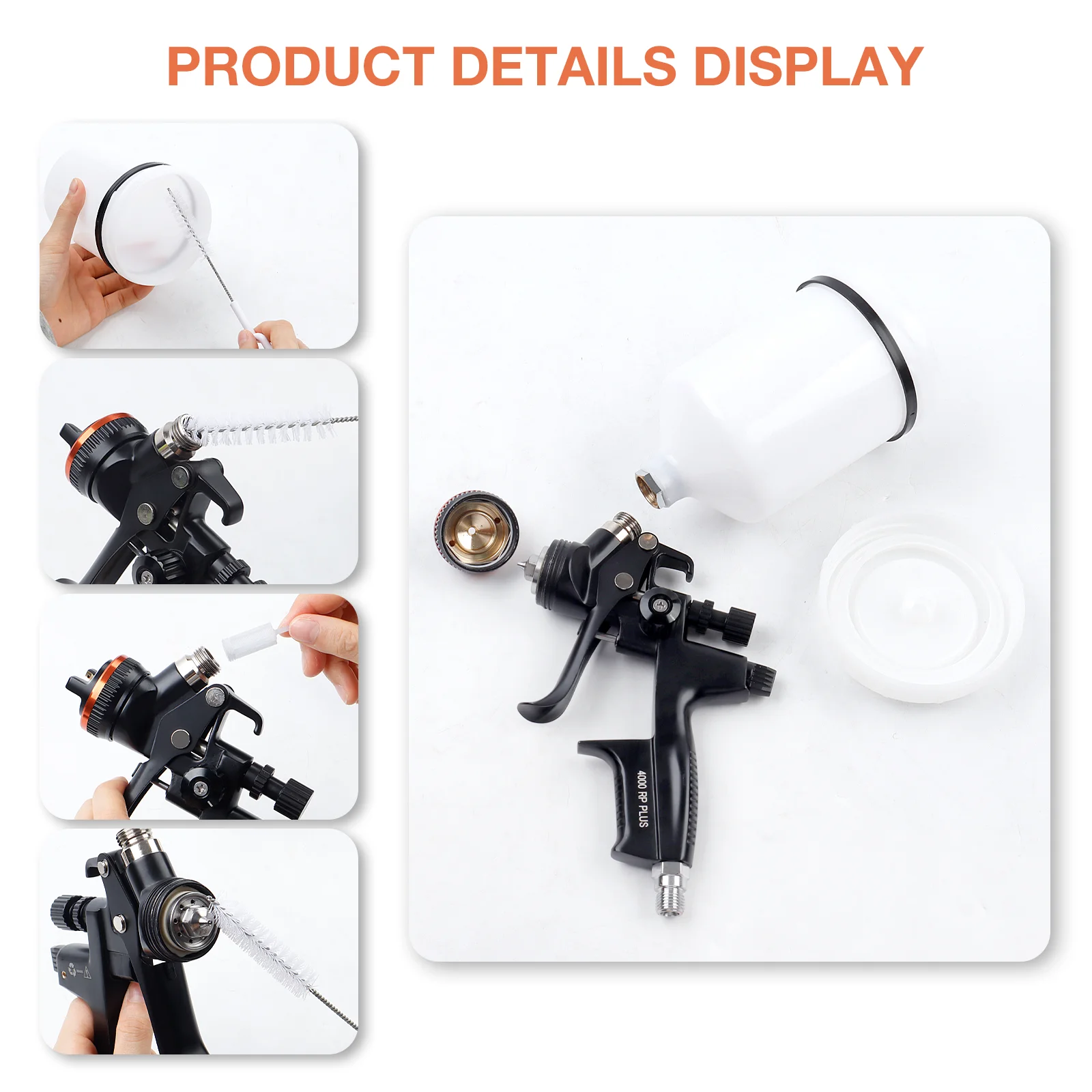 1.3MM RP Air Spray Gun Kit Car/Furniture Paint Gun Fine Atomization Pneumatic Tools with Mix Tank & Adapter Water/Oil Based Gun