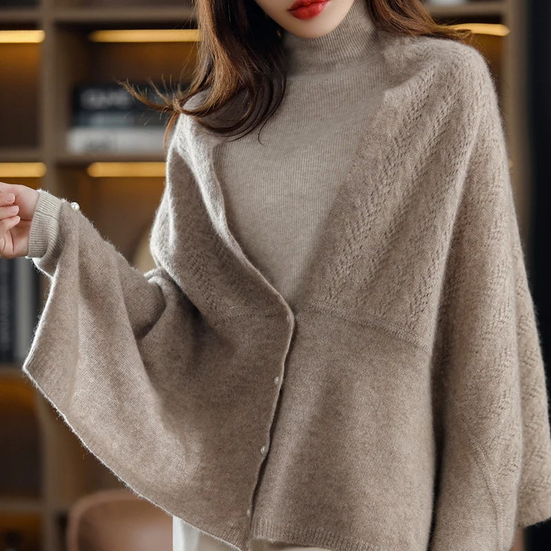 New Arrival Autumn Winter Knitted Women Scarf Solid Color 100% Pure Wool Poncho Warm Fashion Capes Lady High Quality Scarves